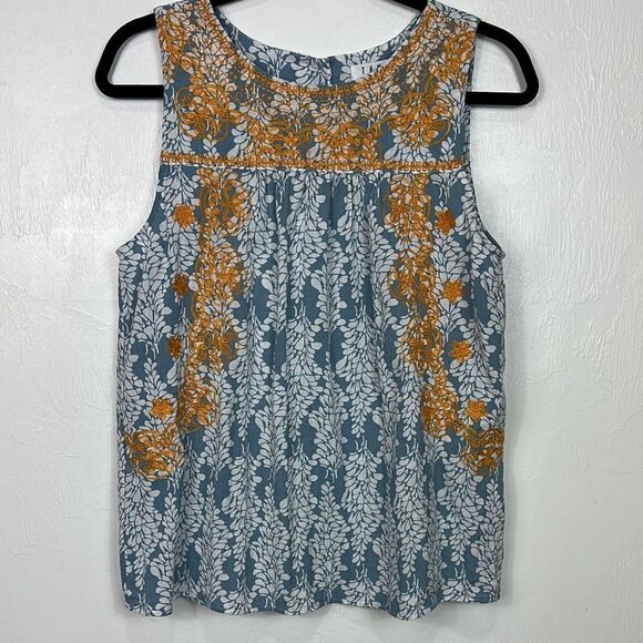 THML Leafy Pattern Embroidered Sleeveless Top Blouse Size L - Picture 1 of 7